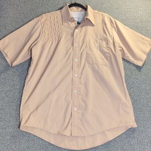 10x Vintage Vented Short Sleeve Shooting & Hunting Shirt Size Large Khaki Tan